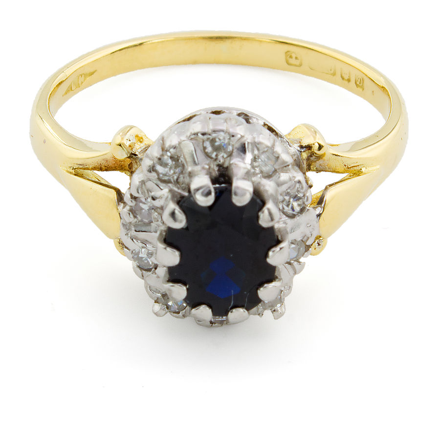 18ct Gold Sapphire/Diamond Cluster Ring Size J